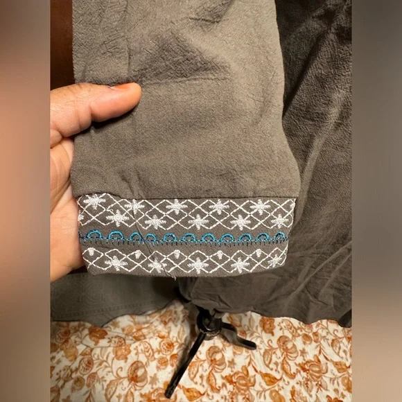 NWT EMERY ROSE PINK AND BLUE EMBROIDERY OLIVE GREEN COLOR DRESS SIZE M - Picture 7 of 16